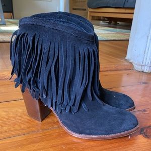 FRYE Ilana Suede Fringe Short Western Boot